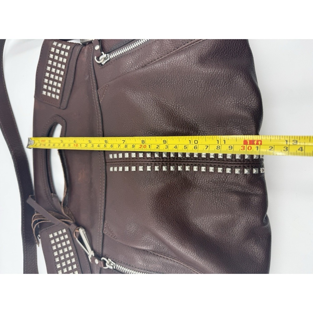 BMakowsky Brown Brandy Leather Studs Shoulder Purse Bag‎ NWT - Picture 10 of 14